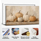 WAXWHELK Pumpkin Fall Canvas Wall Art Beige Neutral Autumn Painting Pictures Rustic Farmhouse Thanksgiving Home Decor Artwork for Living Room Bedroom (24"x47") - Image 6