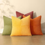 MIULEE Fall Yellow Orange Rust Throw Pillow Covers 20x20 Inch 4 Packs Boho Farmhouse Decorative Color-Clash Pillow Cases Soft Cushion Cases for Couch Sofa Bed Corduroy Striped Home Decor - Image 5