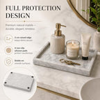 Natural Marble Decorative Tray, 11.8"x7.87" Solid Stone Serving Tray with Raised Border, Versatile Rectangle Organizer for Entryway Key, Coffee Table, Nightstand, Jewelry & Home Accent (White) - Image 2