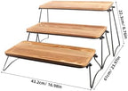 Wood Serving Tray Set, Tiered Structure, Coffee Color, Easy Assembly - Image 2