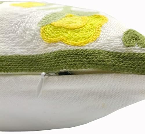 Alysheer Embroidered Decorative Throw Pillow Cover 18"x 18" Set of 2 Yellow - Image 6
