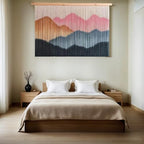 ZYDDNH Macrame Wall Hanging, Dip-Dyed Mountain Tapestry, Modern Fiber Wall Art, 57" W x 37" L (light pink) - Image 6