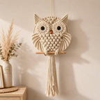 Bohemian Owl Macramé Wall Hanging Pack Of 2-12 x 23 Inch - Handcrafted Boho Home Décor with Natural Elements - Boho Chic Accent for Home, Office, or Living Room (Light Yellow) - Image 6