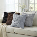decorUhome Faux Fur Plush Soft Blue Grey Throw Pillow Covers 26x26 Set of 2 - Image 5