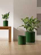 LE TAUCI 10+8+6 Inch Ceramic Pots for Plants, Indoor Planters with Drainage Hole and Plug, Modern Cylinder Flower Pots Set of 3 for Living Room and Kitchen, Glossy, Bamboo Green - Image 2