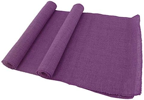 BambooMN Purple 15" x 88" Vintage Burlap Table Runner for Rustic Wedding Bridal Shower Bachelorette Graduation Party Table Decor Decorations, 6 Pieces by BambooMN