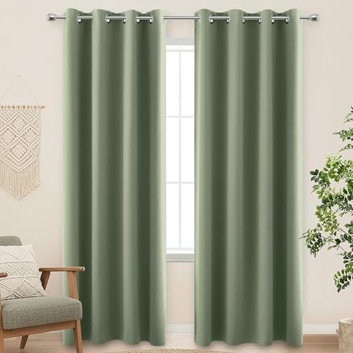 KOUFALL Retro Vintage Curtains for Bedroom,Green Farmhouse Blackout Elegant Curtains & Drapes for Living Room - Image 3
