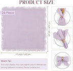 TURSTIN 24 Pieces Lavender Purple Cotton Linen Wedding Napkin Square Rustic Fringe Table Napkin for Dinners, Parties, Weddings - Image 2