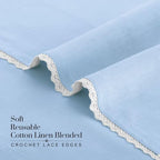 FINGERCRAFT Lace Cloth Napkins, Cotton Linen, 12 Pack, 20x20 Inch, Sky Blue - Image 4