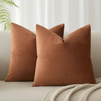 JUSPURBET 28x28 Euro Velvet Throw Pillow Covers Set of 2,Mocha Mousse by JUSPURBETHOME