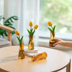 Glasseam Brown Glass Bud Vase: Small Set of 12 Mini Vases for Centerpieces, Flowers, Wedding Table, Dining Room Decoration - Modern Minimalist Cute Decorative Decor - Image 2