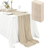 16 Pack Beige Cheesecloth Table Runner 35x120 Inch Boho Gauze Cheese Cloth Table Runners, 10 FT Long Rustic Sheer Beige Table Runner for Wedding Bridal Baby Shower Birthday Party Table Decorations by Zrlljp