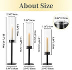 Hewory Black Candlestick Holders: 6PCS Glass Hurricane with Metal Base - Image 4