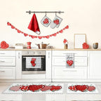 VitalCozy Set of 10 Valentine's Day Kitchen Towels Heart Kitchen Mats Oven Mitts and Pot Holders Set Absorbent Red Tea Hand Towels Valentine's Day Decorative Towel for Baking Cooking BBQ - Image 2