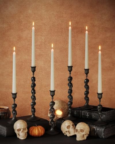 Skull Candle Holder, Gothic Taper Candlestick for Halloween, 6 Pack by Apsvwys
