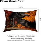 Batmerry Autumn Maple Forest Pillowcases, Pumpkins Cabins Fallen Leaves Decorative Bed Pillow Cover with Hidden Zipper Soft Blended for Hair and Skin 20X26 in - Image 4