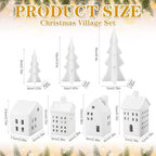 Newtay 7 Pcs White Ceramic Christmas Village Houses with Lights Sets - Image 2