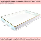 Large White Rectangular Decorative Tray – Plastic Serving Tray with Handles for Coffee Table, Ottoman, Living Room, 15.7” x 11.8” x 1.6 - Image 2