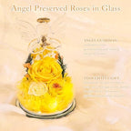 Gifts for Women Preserved Rose Forever Flower in Glass Angel Figurines Fresh Flowers for Delivery Prime Mothers Day Birthday Gifts for Mom Real Yellow Roses for Grandma Sister Wife Her from Daughter - Image 6
