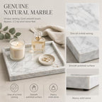Natural Marble Decorative Tray, 11.8"x7.87" Solid Stone Serving Tray with Raised Border, Versatile Rectangle Organizer for Entryway Key, Coffee Table, Nightstand, Jewelry & Home Accent (White) - Image 4