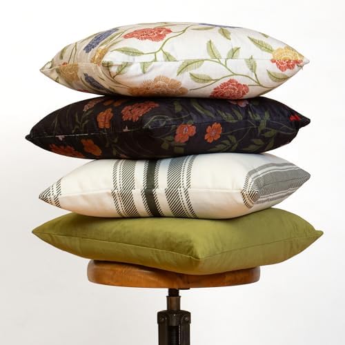 Floral Decorative Throw Pillow Covers, Set of 4, 18x18 Inch Modern Boho Accent Pillow Covers 4 Pack - Image 4