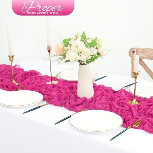 20 Pack Hot Pink Cheesecloth Table Runner 120 Inch 10FT Rustic Boho Gauze Cheese Cloth Table Runner for Wedding Party Baby Shower Thanksgiving Christmas Decoration - Image 4