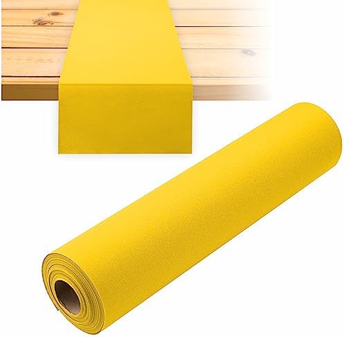 Disposable Table Runner for Dining Table, 16" 20-Pack Linen-Like Yellow Paper Table Runners for Party, Wedding Or Event - Image 5