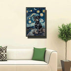 Metal Sign Vintage Tin Sign Miniature Schnauzer Starry Night Schnauzer Dapper Schnauzer in Night for Home City Park and Seasonal Celebrations Waterproof Aluminum 6×8 Inches with Metal Frame - Image 2