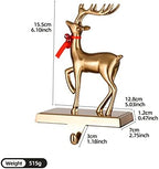 Set of 2 Reindeer and Sleigh Christmas Stocking Holder for Fireplace Metal Christmas Stocking Hangers for Mantle Stocking Hooks for Fireplace Free Standing Xmas Mantel Decor (Antique Gold Reindeer) - Image 2