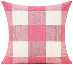 VAKADO Pink White Outdoor Farmhouse Buffalo Plaids Decorative Throw Pillow Covers Retro Checked Square Cushion Cases Classic Coffee Check Home Decor for Couch Sofa Patio 26x26 Inch Pack of 2 - Image 2