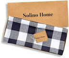 Solino Home 100% Pure Linen Table Runner, 14 x 108 in, Navy and White Check - Image 5