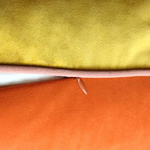 Velvet Throw Pillow Covers 22x22 Inch Set of 4 Decorative Velour Pillowcases Double-Colored Cushion Covers for Sofa Couch,Warm-Edge - Image 5