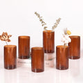 Amber Glass Cylinder Vases for Centerpieces - 6 Inch Tall Flower Vases for Wedding & Fall Decor, Floating Candle Holders for Table Centerpieces, Set of 6 Pcs by TripodBird