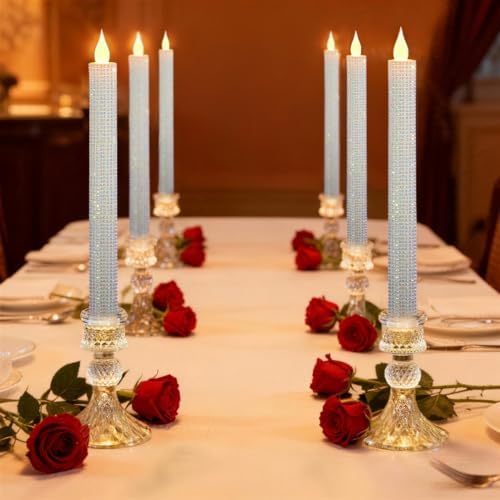 Flameless Taper Candles, Crystallized-Brilliant, 6 Pack - Image 2