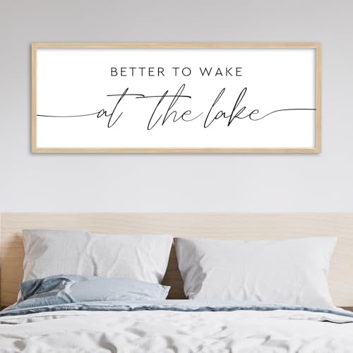 Better To Wake At The Lake Sign Above Bed Wall Decor, 40"×15" Wood - Image 4