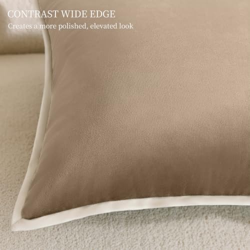 Ultra-Soft Velvet Pillow Covers 20x20, Set of 2, Beige - Image 4