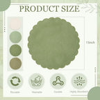 Set of 12 Green Cotton Placemats 15" Round Scalloped - Image 2