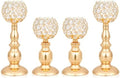 Gold, Set of 4 Crystal Candle Holders Set (11.4" & 8.8") by kehail