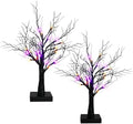 Dazzle Bright 2 Pack 20 Inch Orange & Purple Lighted Halloween Birches Tree Decor, 24 LED Battery Operated Halloween Decorations Artificial Black Spooky Tree with Timer for Indoor Home Party by DazzleBright