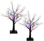 Dazzle Bright 2 Pack 20 Inch Orange & Purple Lighted Halloween Birches Tree Decor, 24 LED Battery Operated Halloween Decorations Artificial Black Spooky Tree with Timer for Indoor Home Party by DazzleBright