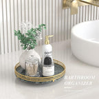 AMH 10-Inch Green Marble Lazy Susan with Gold Frame - Image 4