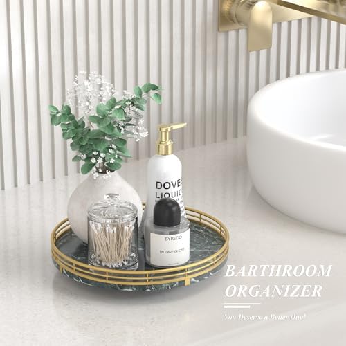 AMH 10-Inch Green Marble Lazy Susan with Gold Frame - Image 4