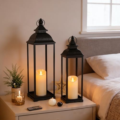 Large Decorative Candle Lanterns, 2Pcs Floor Lanterns for Indoor Outdoor - Image 3