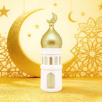 Islamic Decor Resin Mosque Models with Crescent Moon Statues,Gold and White - Image 4