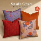 Embroidered Bold Patterned Throw Pillow Covers, 4 Pack Set, 18x18 Inch Floral Printed Modern Accent Pillow Covers - Image 3