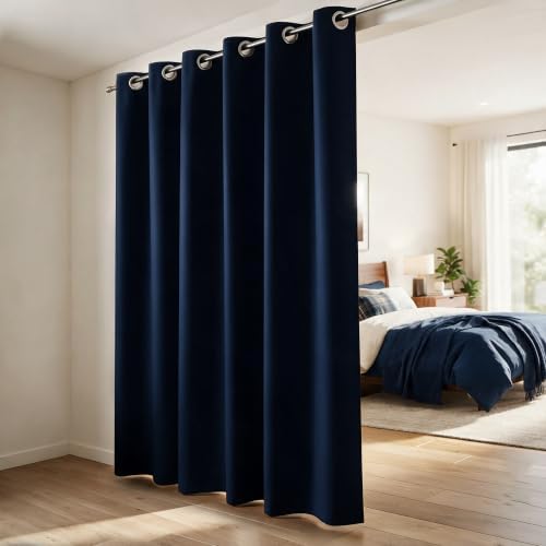 Blackout Patio Sliding Door Curtains 96 Inches Long, Extra Wide Soundproof Light Blocking Thermal Black Out Drapes for Bedroom Living Room, 84" W x 96" L, 1 Panel, Navy Blue, Cortinas para Sala - Image 2