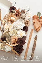 Ling's moment Artificial Wedding Fall Flowers Deluxe Combo, Beige & Brown - Image 5
