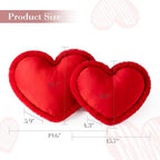AELS Heart Shaped Pillow, Set of 2, Heart Decorative Throw Pillows, Soft Velvet Love Pillows with Faux Fur Fringe, 20 & 16 Inches, Cute Valentines Day Decorations, Wedding Decor, Red - Image 2