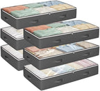 Budding Joy 95L Under Bed Storage Containers, 6 Pack Storage Bins, Grey by BuddingJoy-BuildaJoyfulLifeforYou