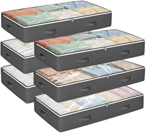 Budding Joy 95L Under Bed Storage Containers, 6 Pack Storage Bins, Grey by BuddingJoy-BuildaJoyfulLifeforYou
